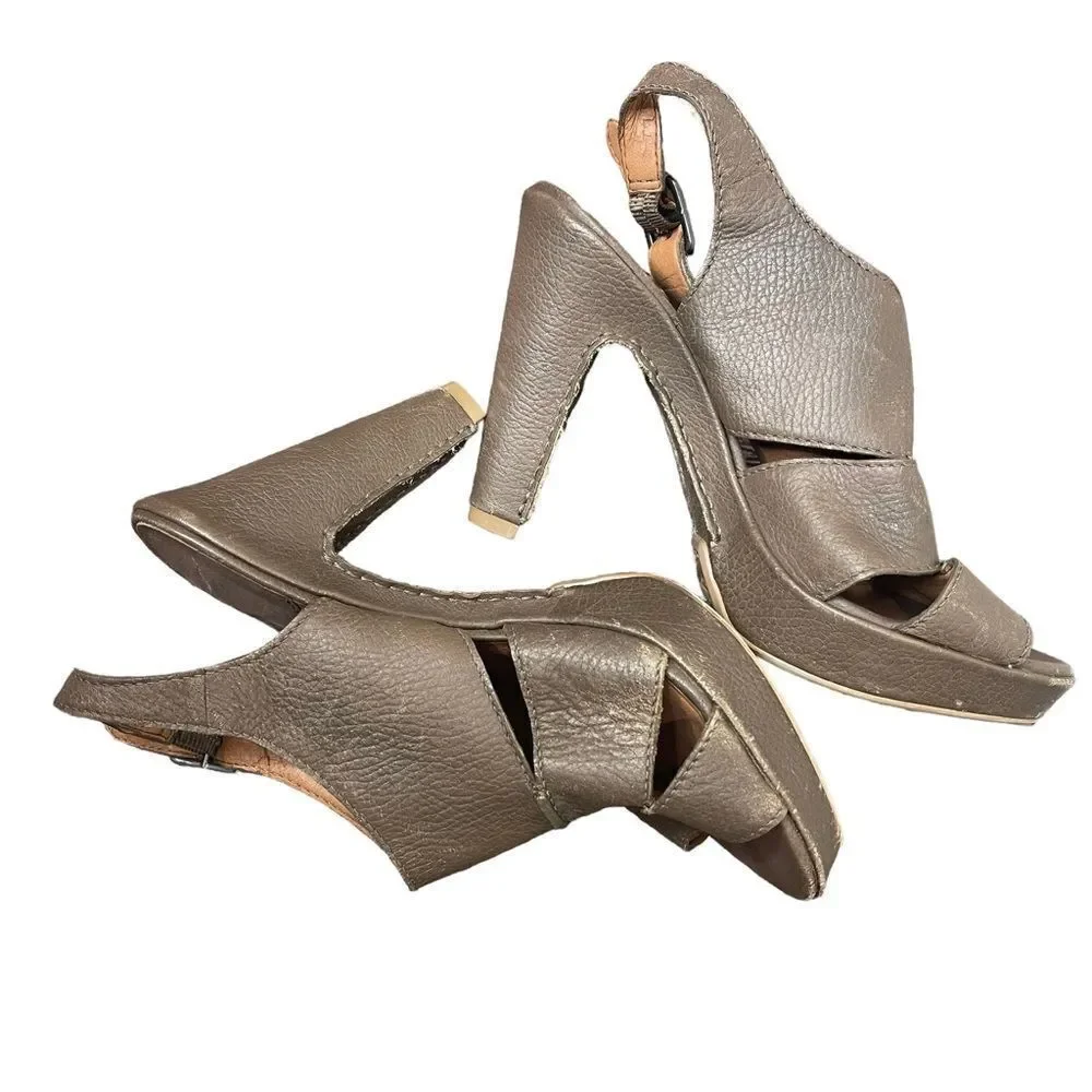 Lucky Brand Peggy Leather Platform Slingback High Heel Shoes Size 8.5‎  90's Y2K